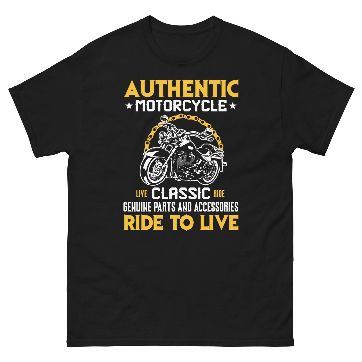 Authentic Motorcycle T-Shirt Black Front - Simple Designs LLC