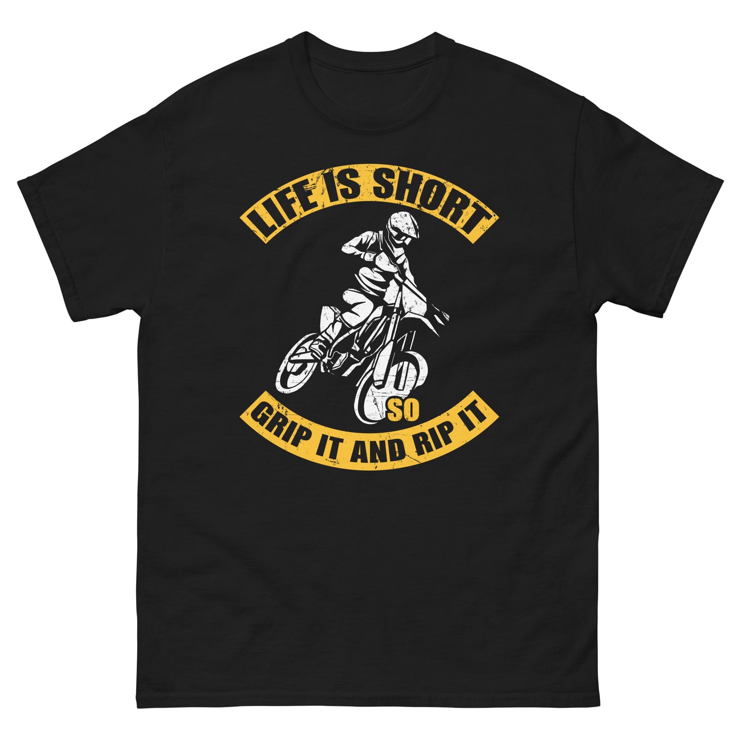 Life Is Short Grip it And Rip It Unisex Classic Tee Black Front - Simple Designs LLC
