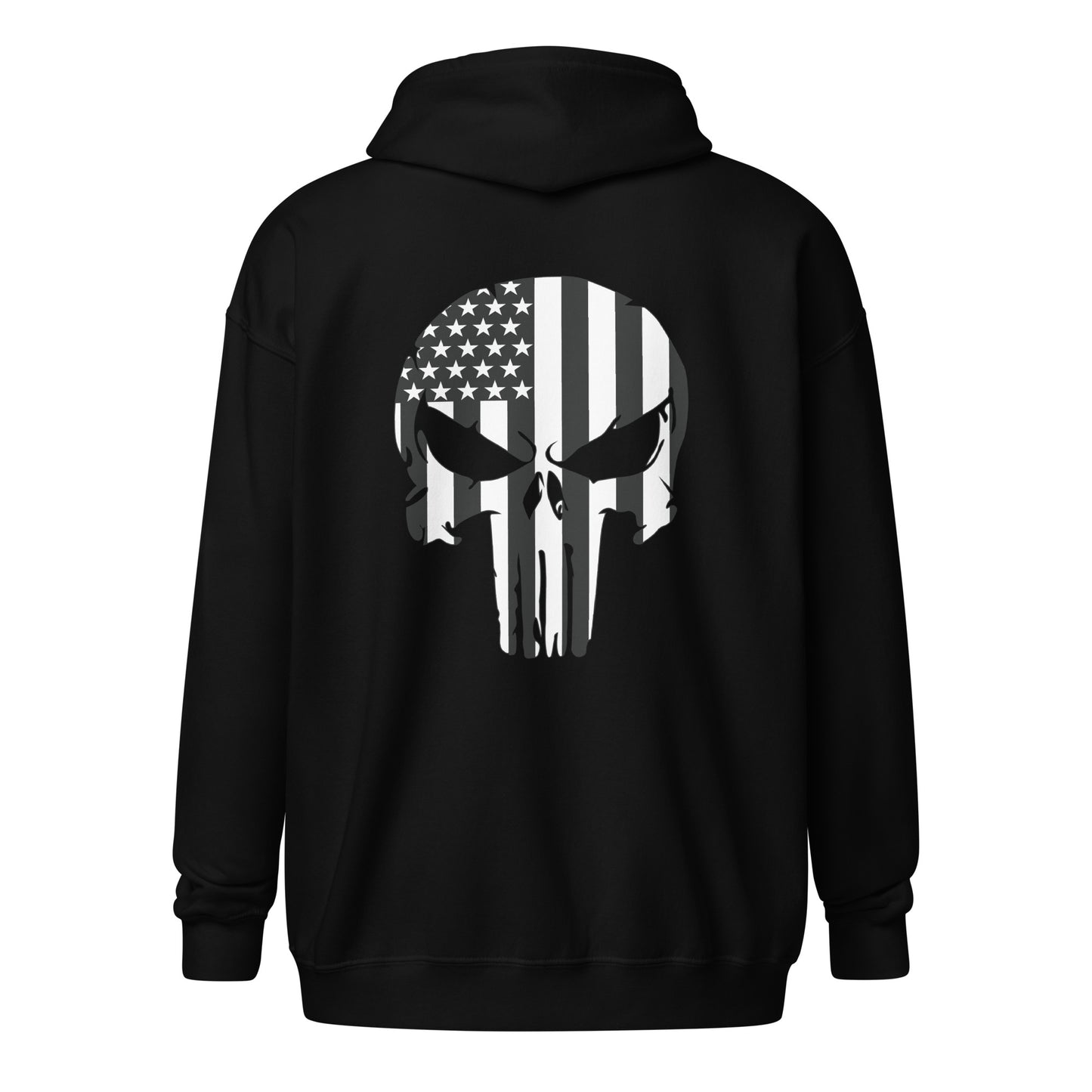 Punisher Skull Unisex Heavy Blend Zip Hoodie Black Back - Simple Designs LLC