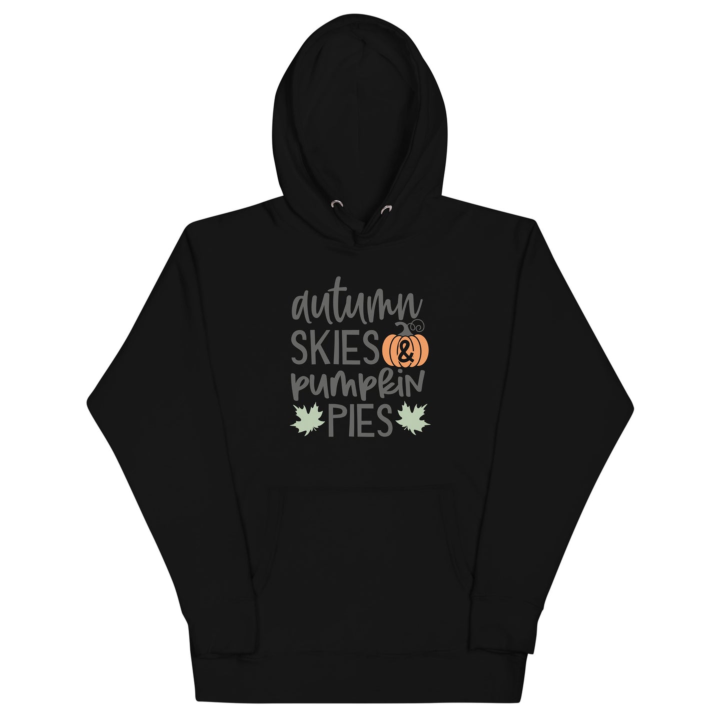 Autumn Skies & Pumpkin Pies Style 2 Unisex Hoodie Black | Simple Designs LLC