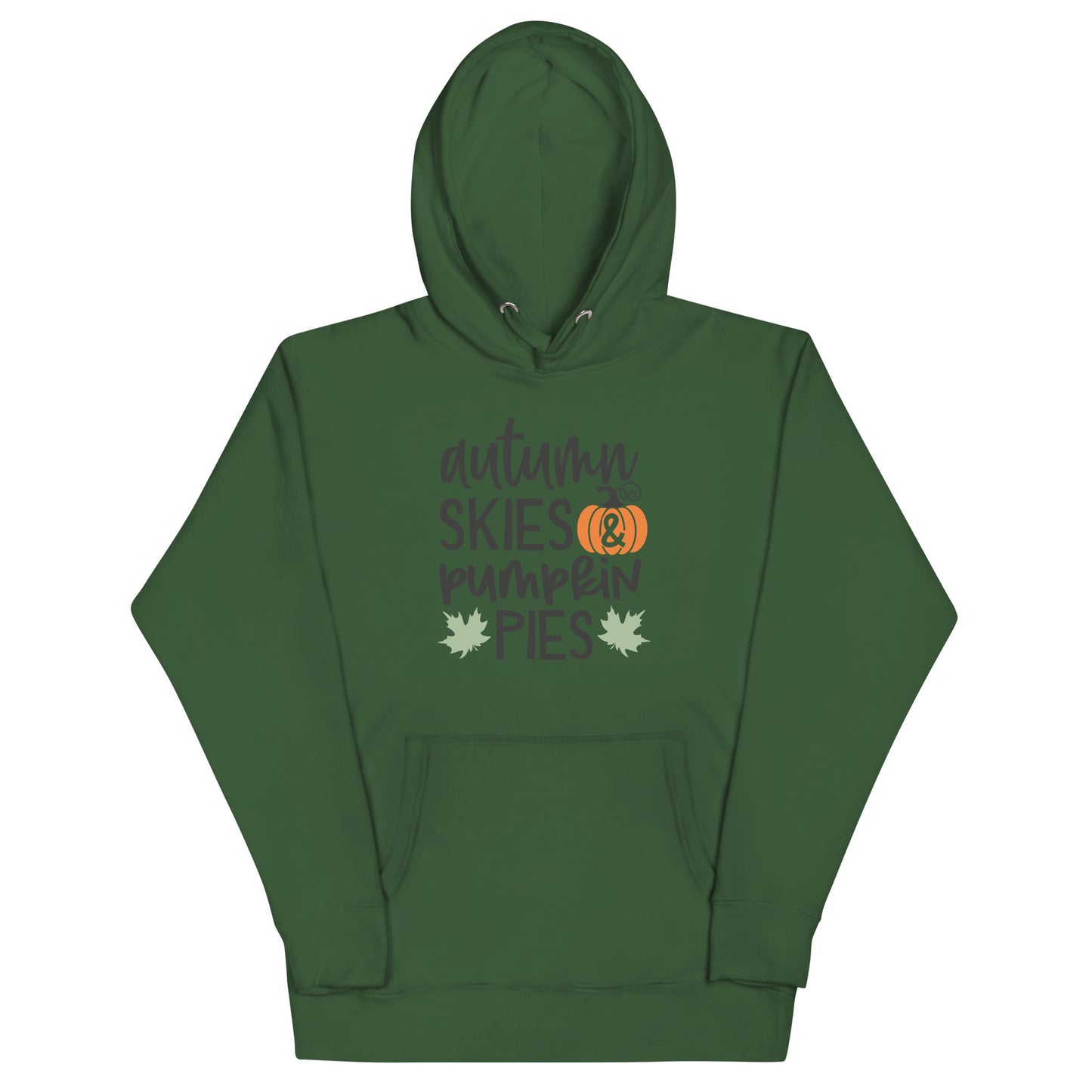 Autumn Skies & Pumpkin Pies Style 2 Unisex Hoodie Forest Green | Simple Designs LLC