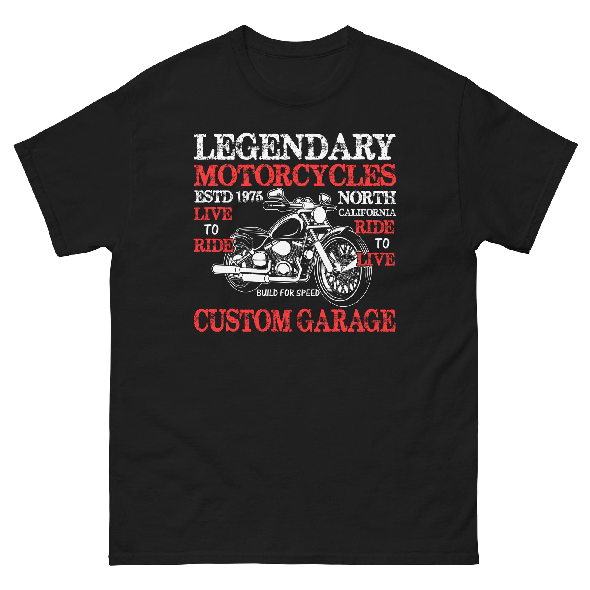 Legendary Motorcycles Unisex Classic Tee Black Front - Simple Designs LLC