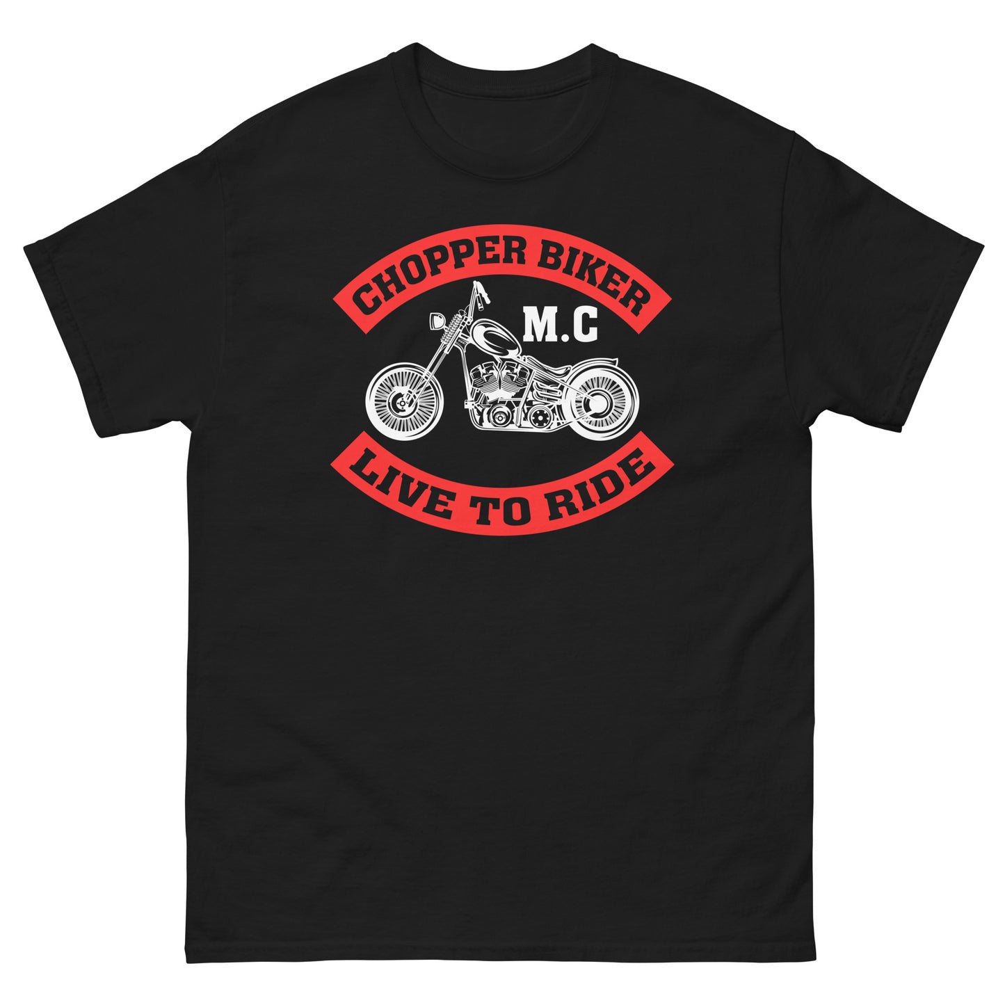 Chopper Biker Live To Ride Unisex Classic Tee Black Front - Simple Designs LLC