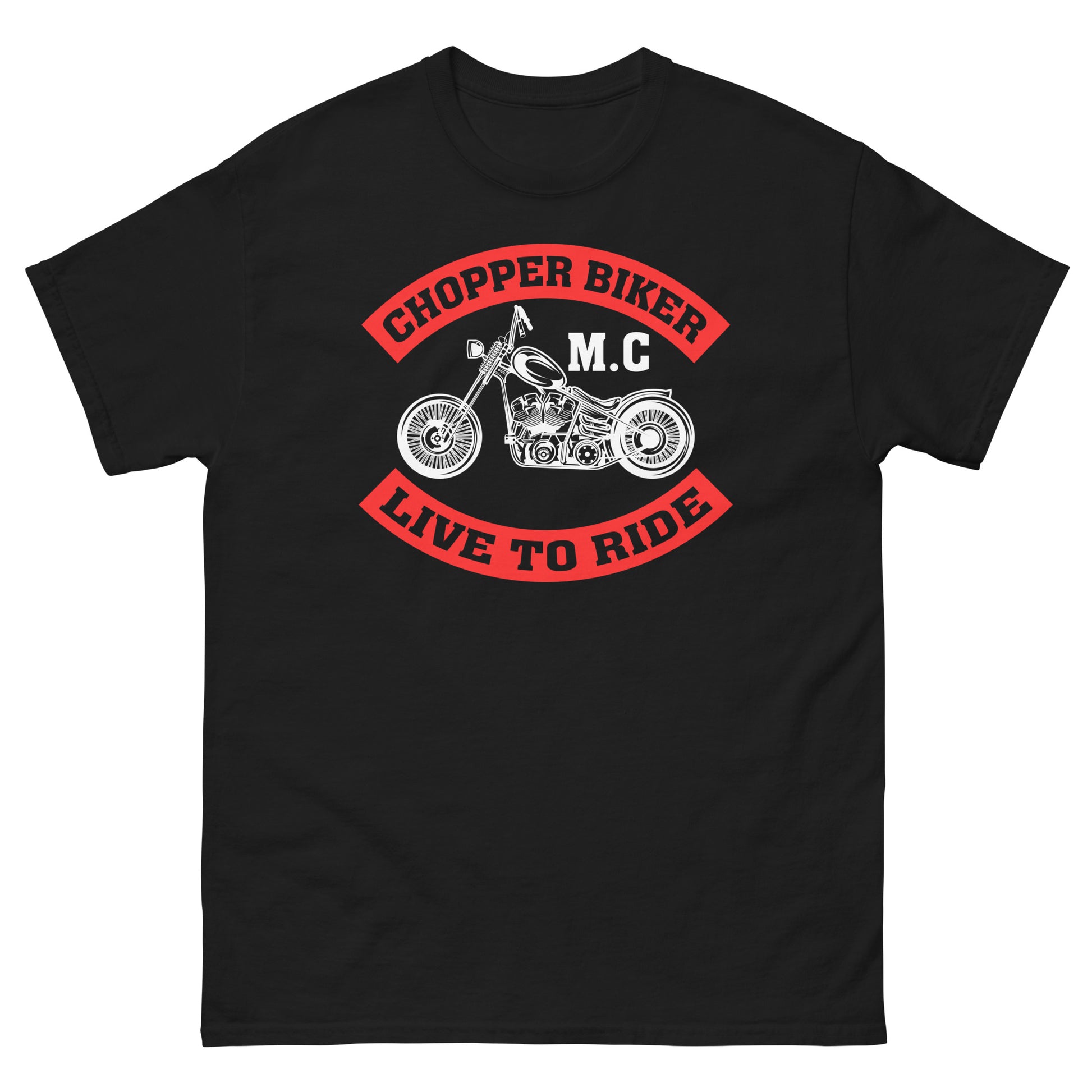 Chopper Biker Live To Ride Unisex Classic Tee Black Front - Simple Designs LLC