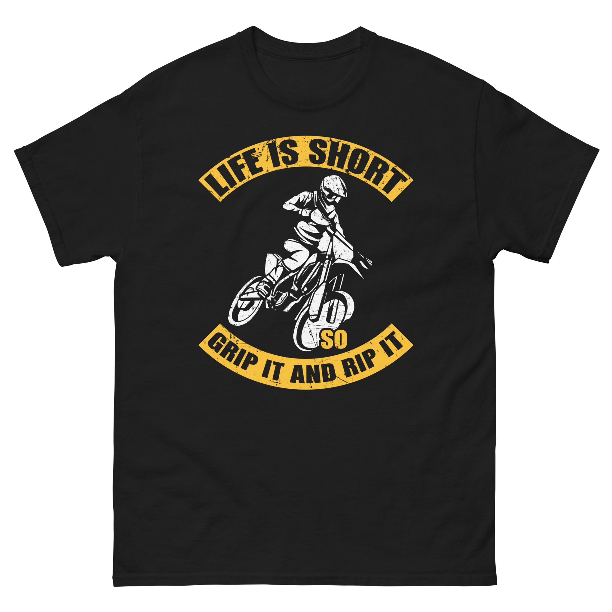 Life Is Short Grip it And Rip It Unisex Classic Tee Black Front - Simple Designs LLC