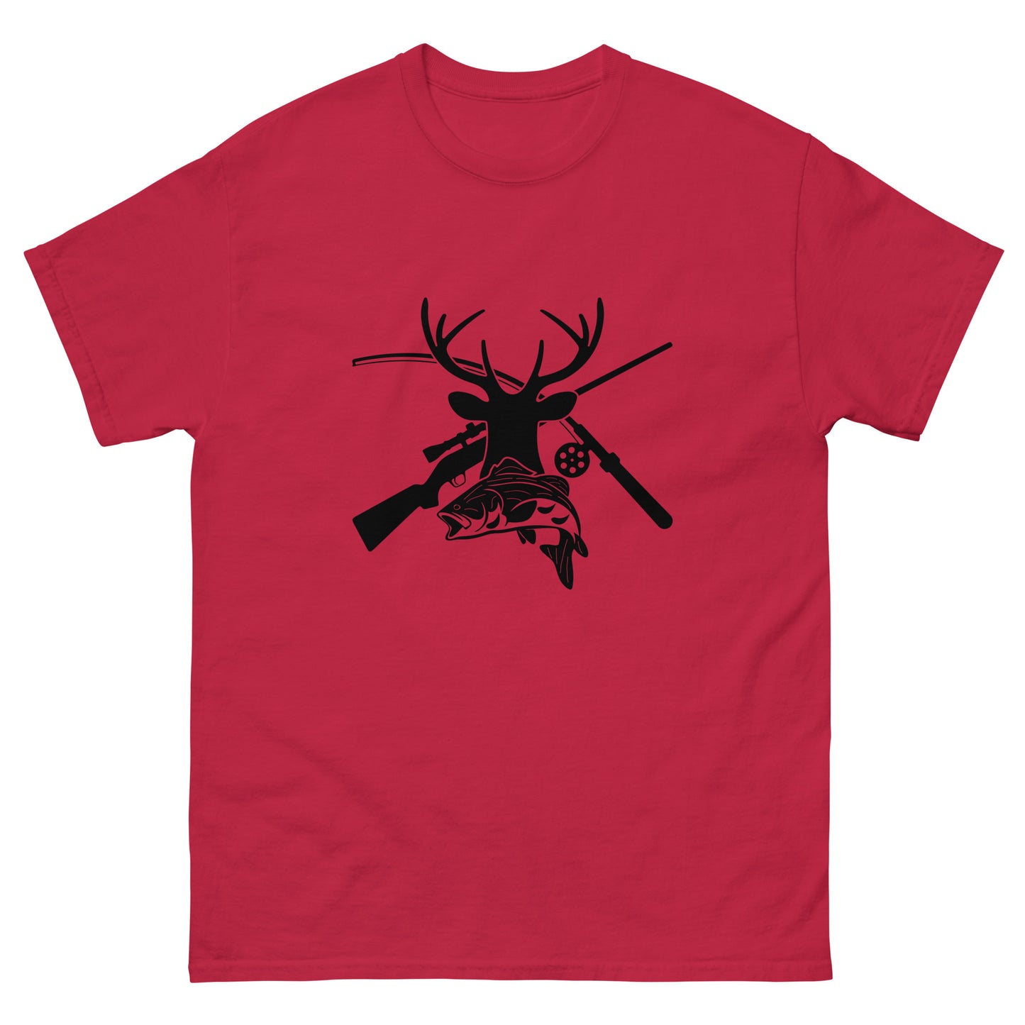 Hunt Fish Silhouette Unisex Classic Tee In Cardinal - Simple Designs LLC