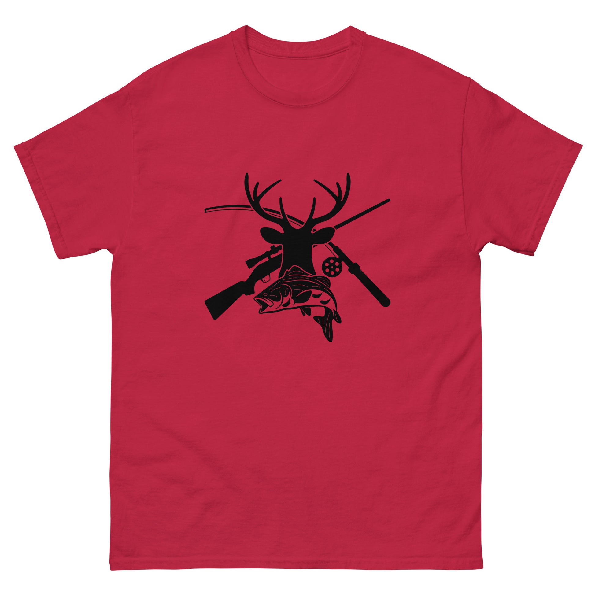 Hunt Fish Silhouette Unisex Classic Tee In Cardinal - Simple Designs LLC