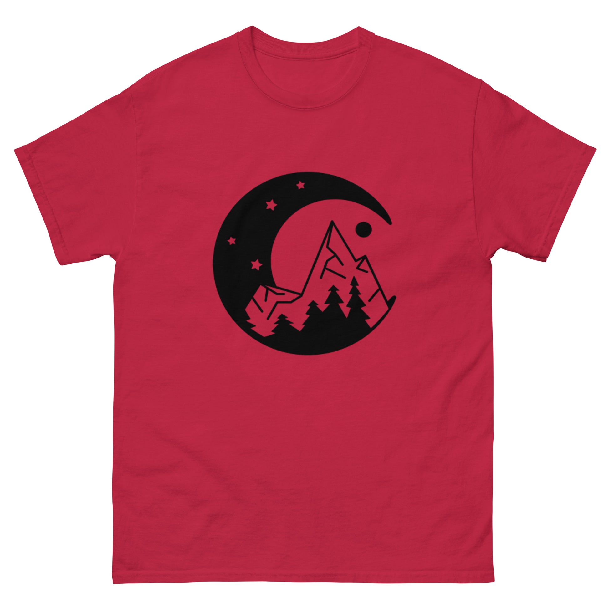 Moon and Mountain at Night Unisex Classic Tee Cardinal Front - Simple Designs LLC