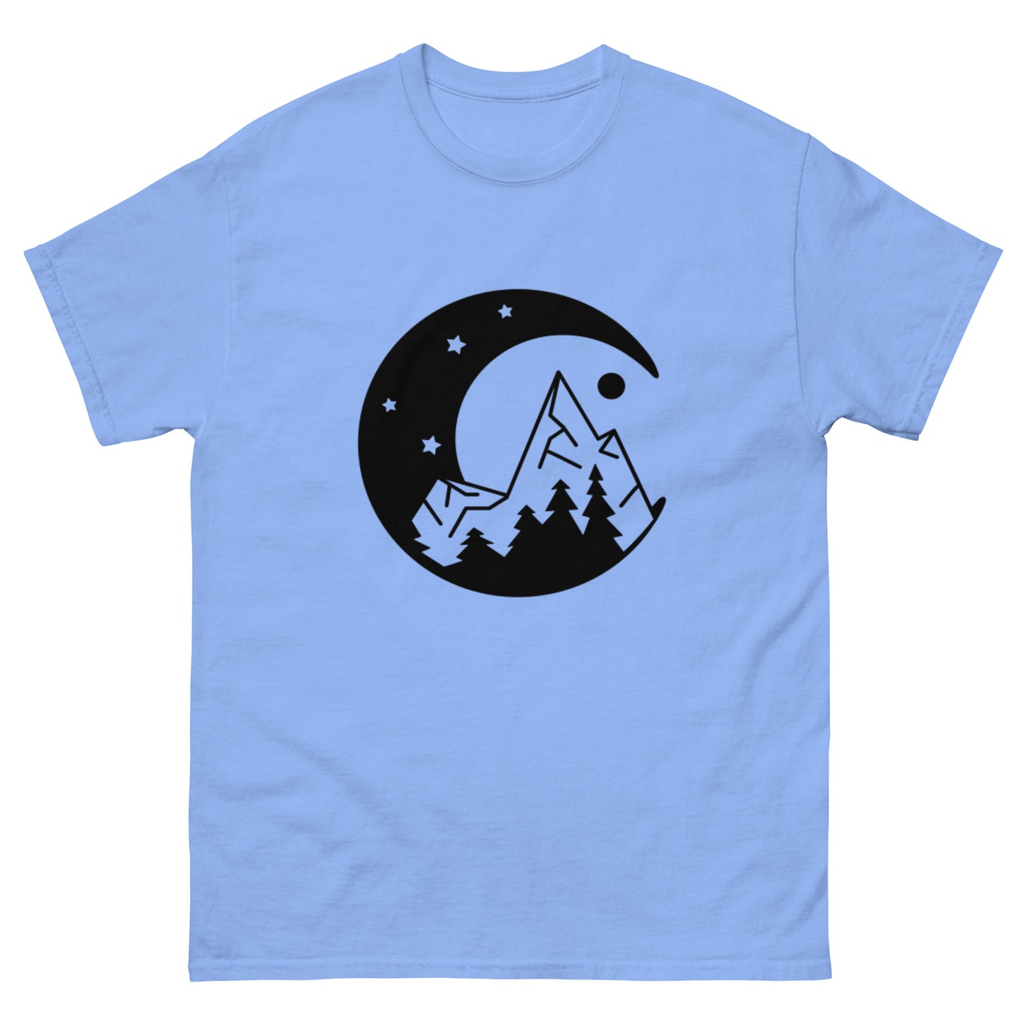 Moon and Mountain at Night Unisex Classic Tee Carolina Blue Front - Simple Designs LLC