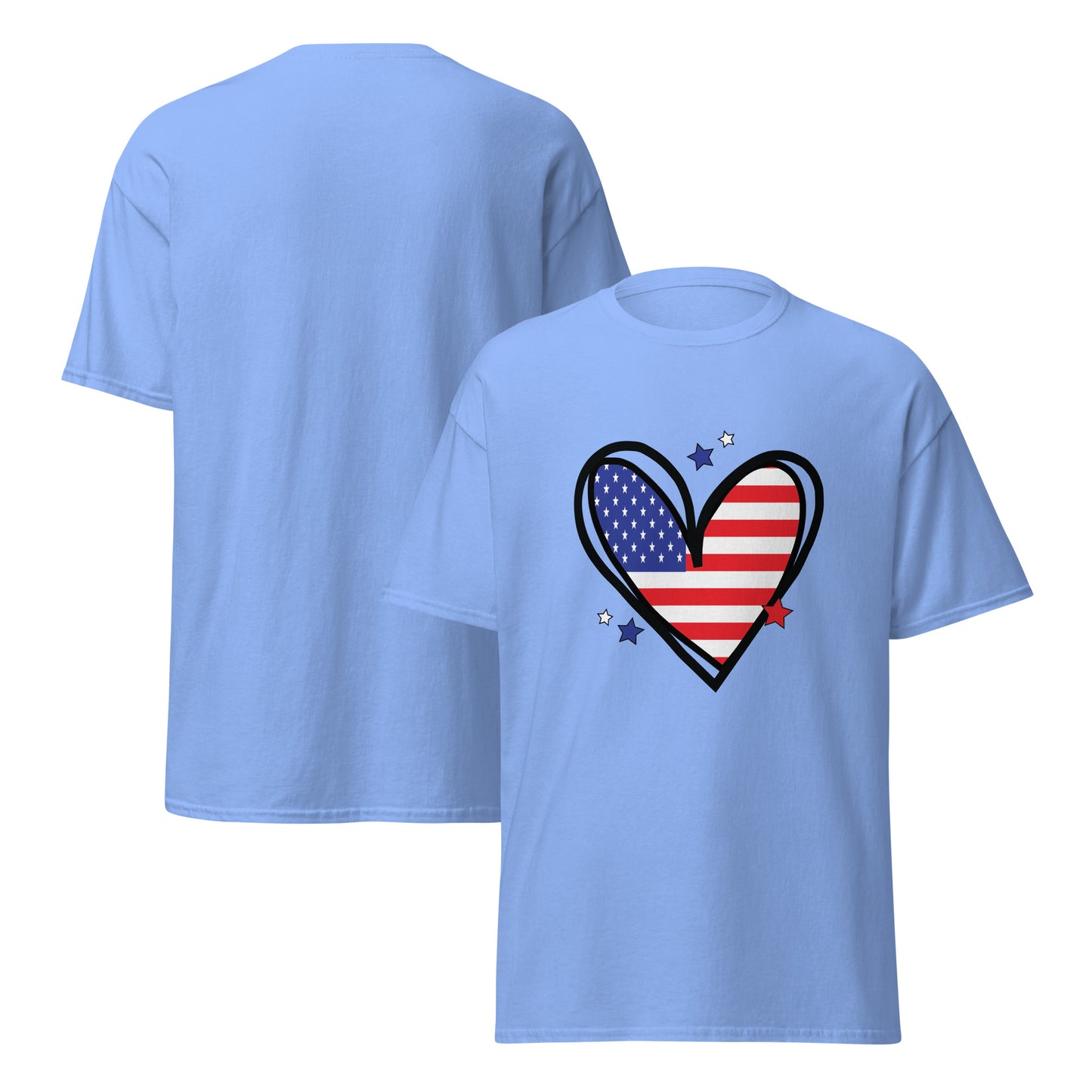 Love America Unisex Classic Tee Carolina Blue Front - Simple Designs LLC