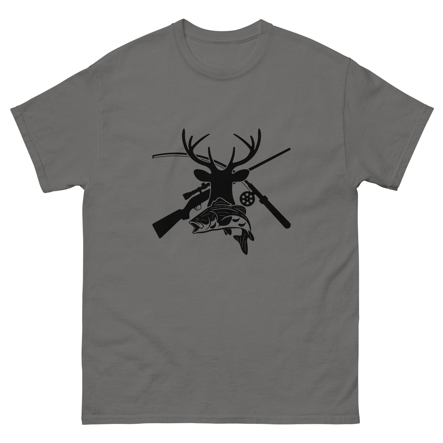 Hunt Fish Silhouette Unisex Classic Tee In Charcoal - Simple Designs LLC