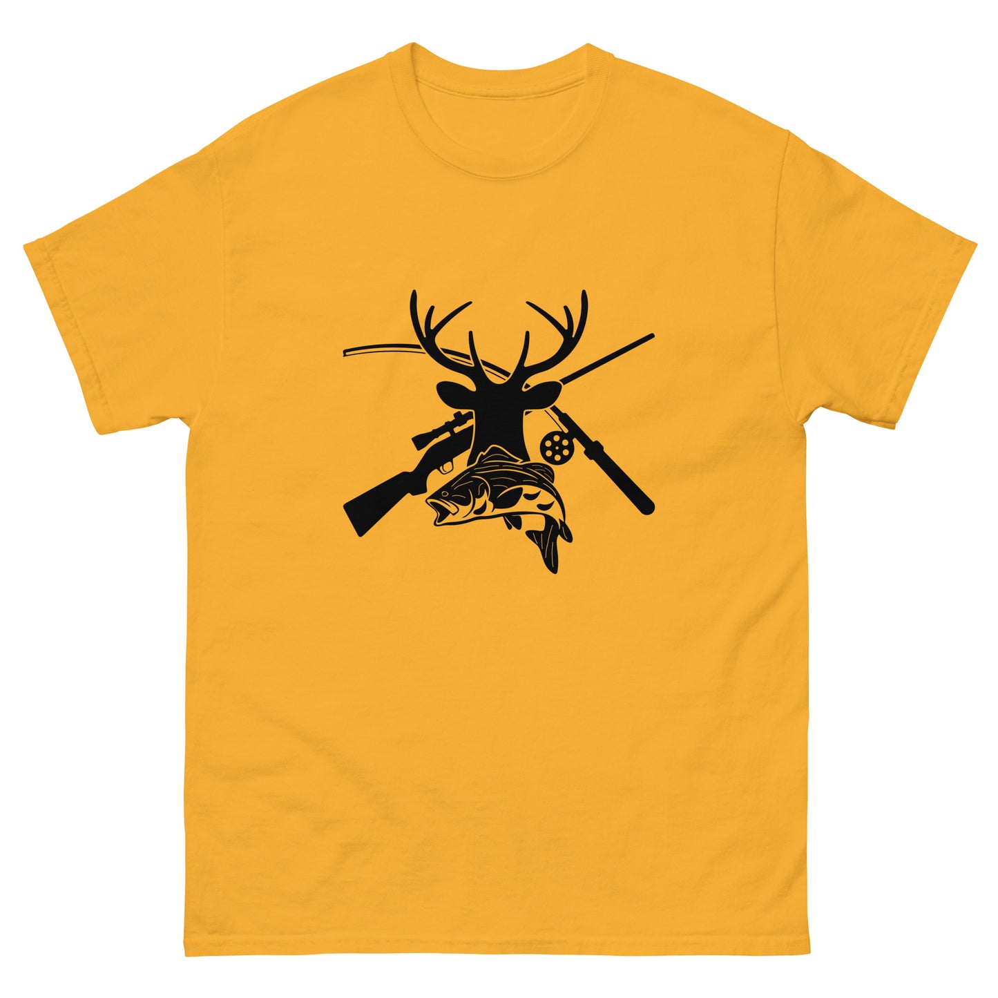 Hunt Fish Silhouette Unisex Classic Tee In Gold - Simple Designs LLC