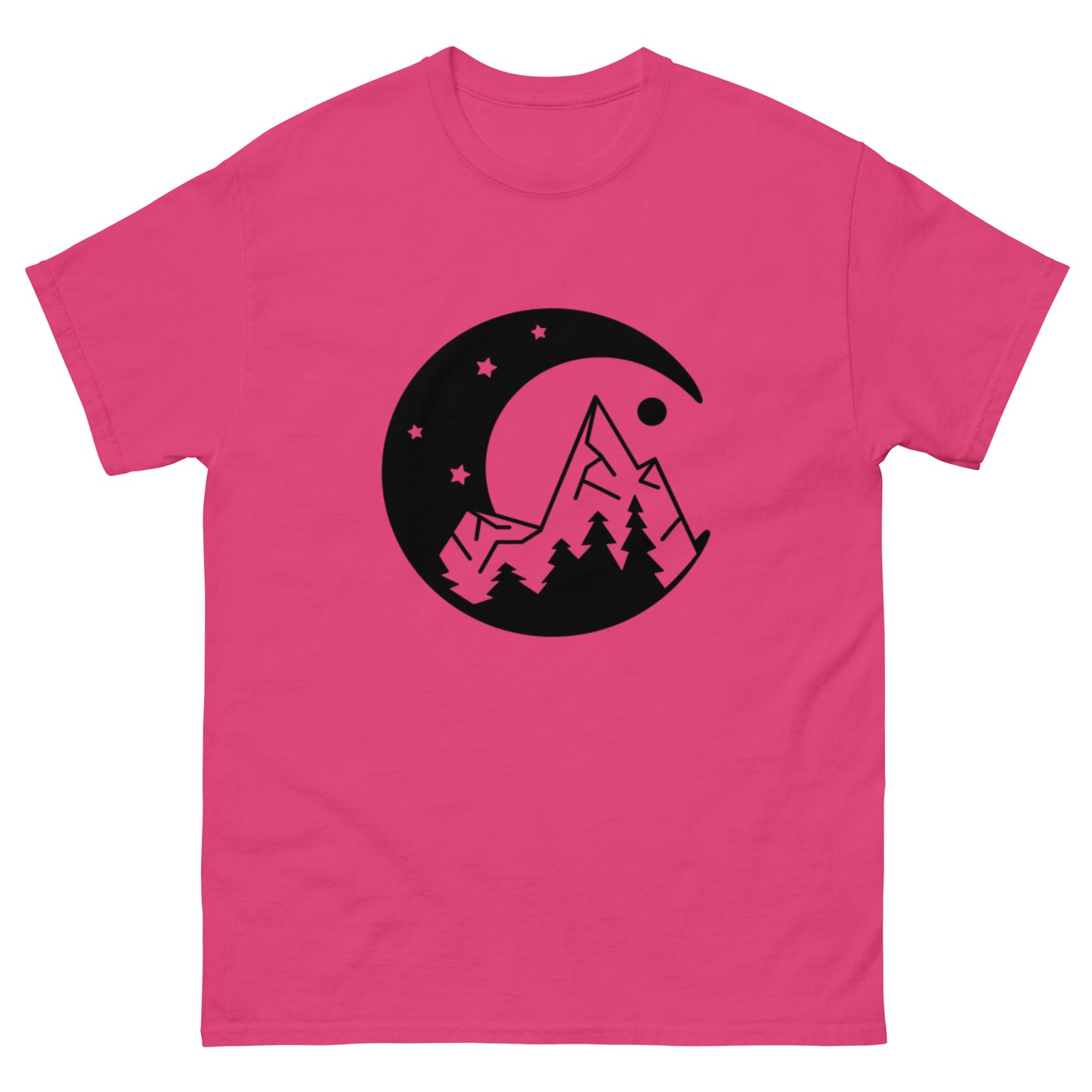 Moon and Mountain at Night Unisex Classic Tee Heliconia Front - Simple Designs LLC