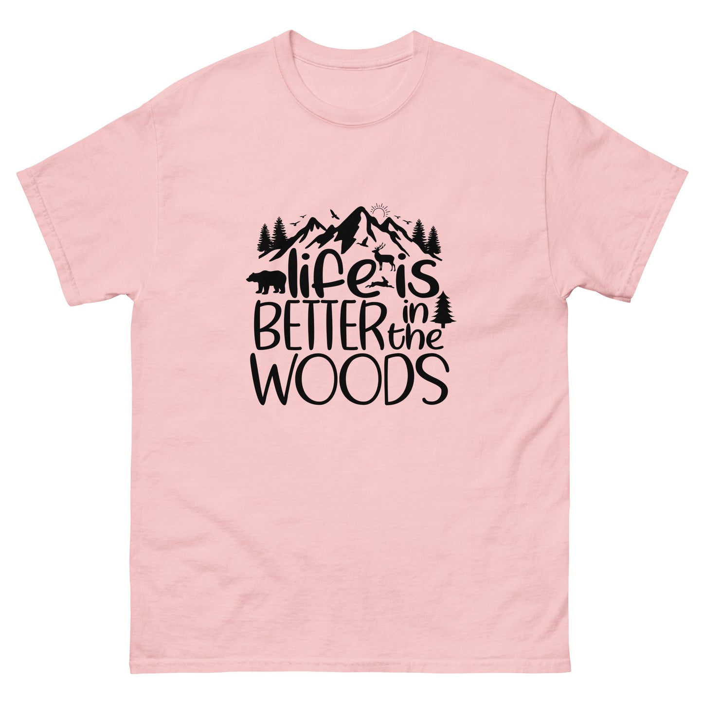 Life Is Better In The Woods Style 2 Unisex Classic Tee In Light Pink – Simple Designs LLC