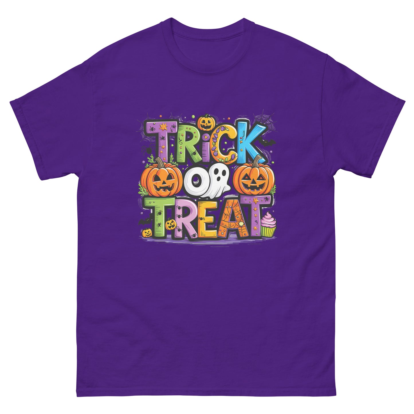 Trick Or Treat Unisex Classic Tee Purple- Simple Designs LLC