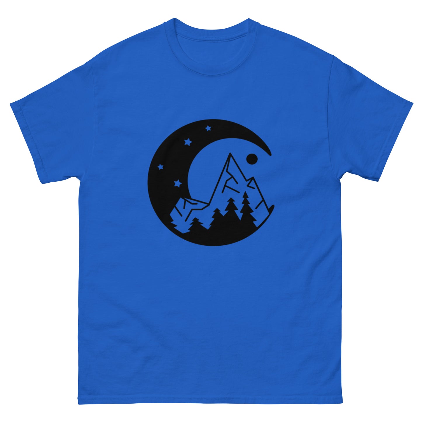 Moon and Mountain at Night Unisex Classic Tee Royal Front - Simple Designs LLC