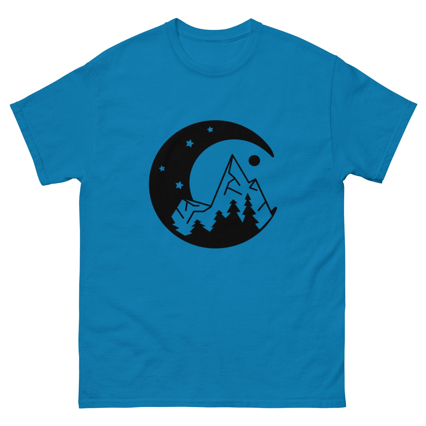 Moon and Mountain at Night Unisex Classic Tee Sapphire Front - Simple Designs LLC