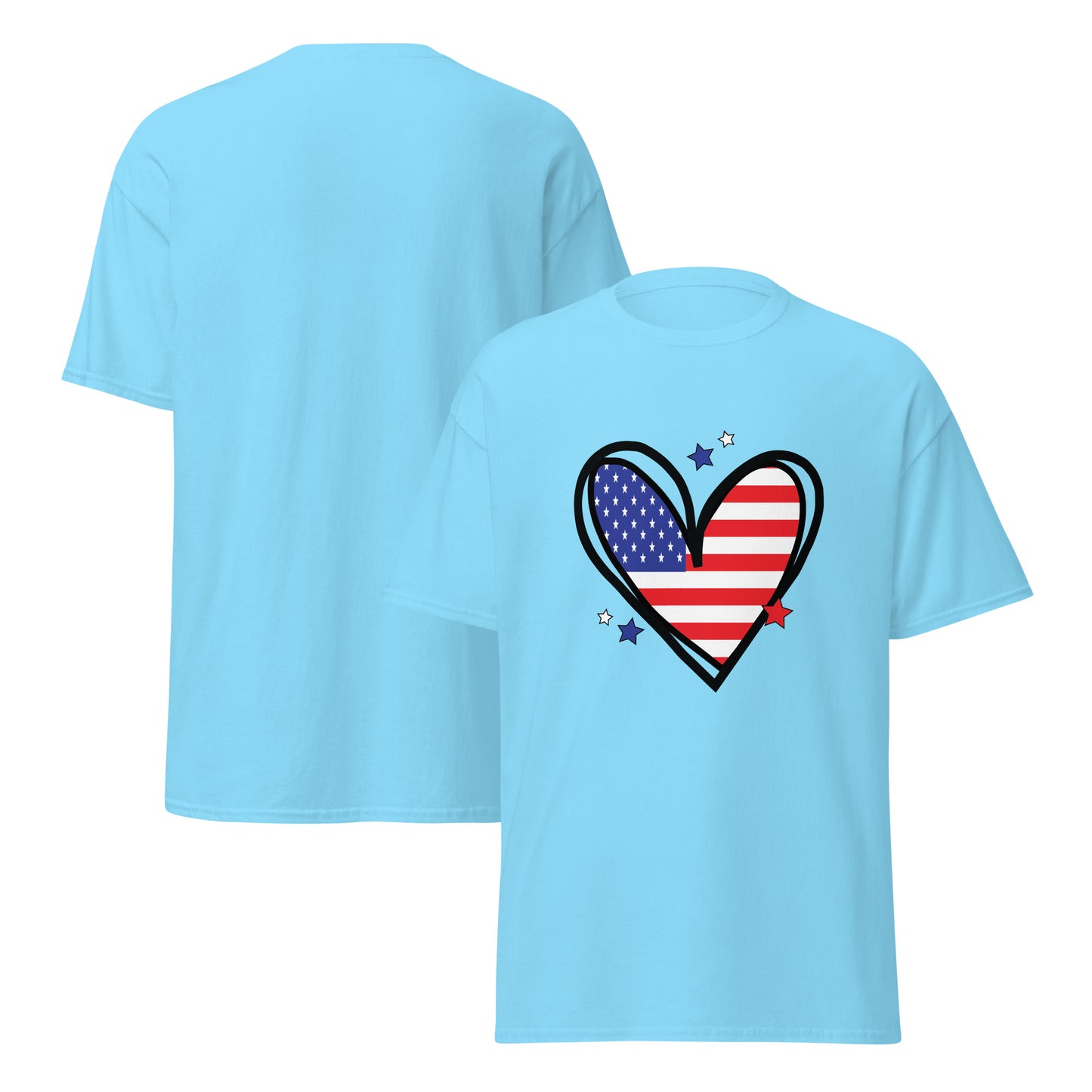 Love America Unisex Classic Tee Sky Front - Simple Designs LLC