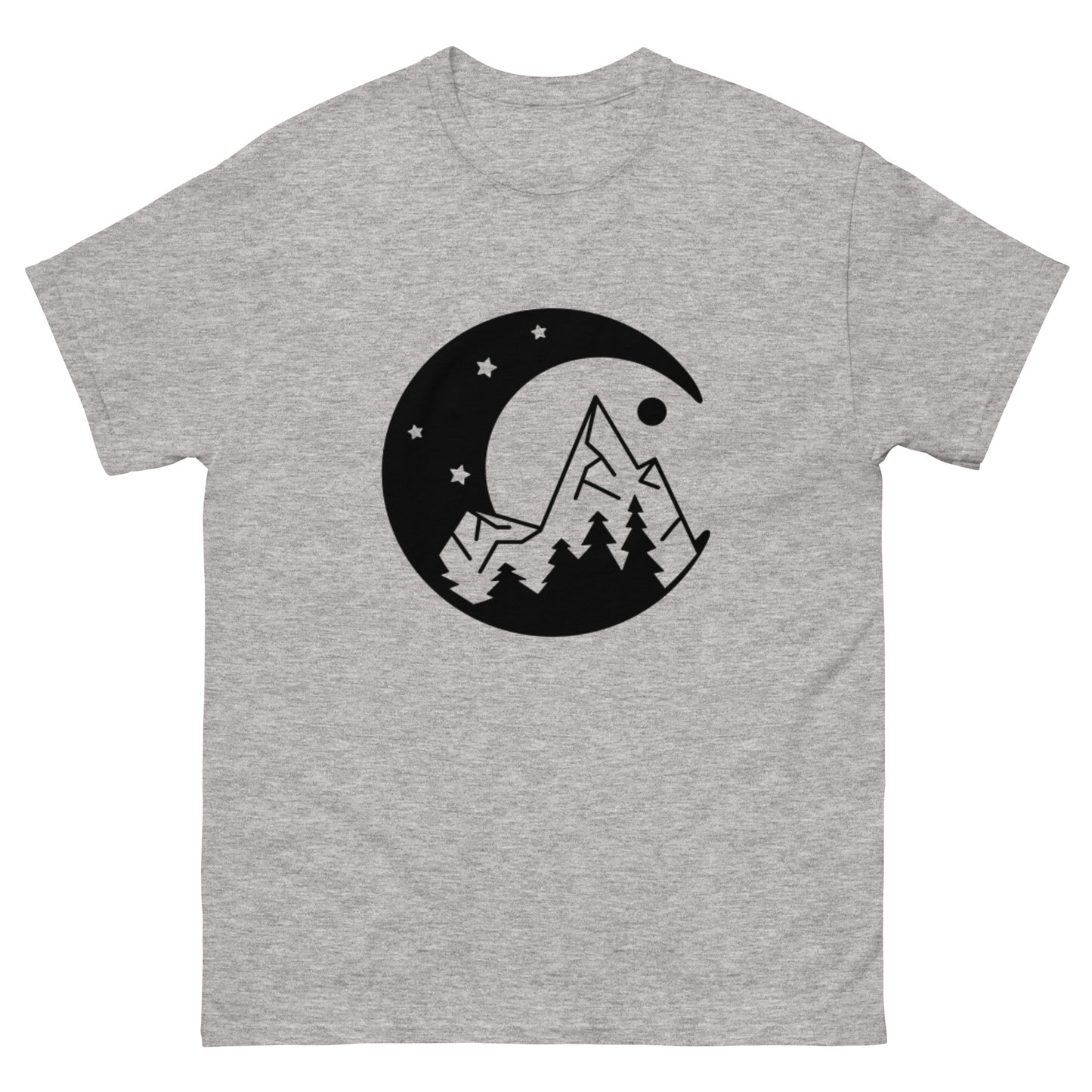 Moon and Mountain at Night Unisex Classic Tee Sport Grey Front - Simple Designs LLC