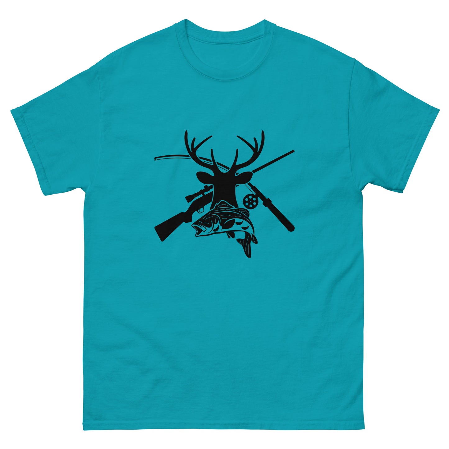 Hunt Fish Silhouette Unisex Classic Tee In Tropical Blue - Simple Designs LLC