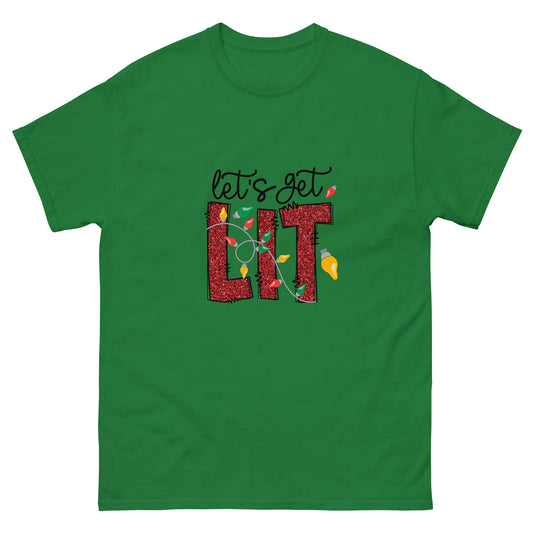 Let's Get Lit Unisex Classic Tee In Turf Green - Simple Designs LLC