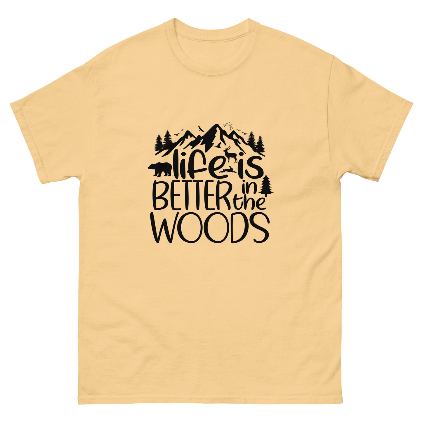 Life Is Better In The Woods Style 2 Unisex Classic Tee In Yellow Haze – Simple Designs LLC