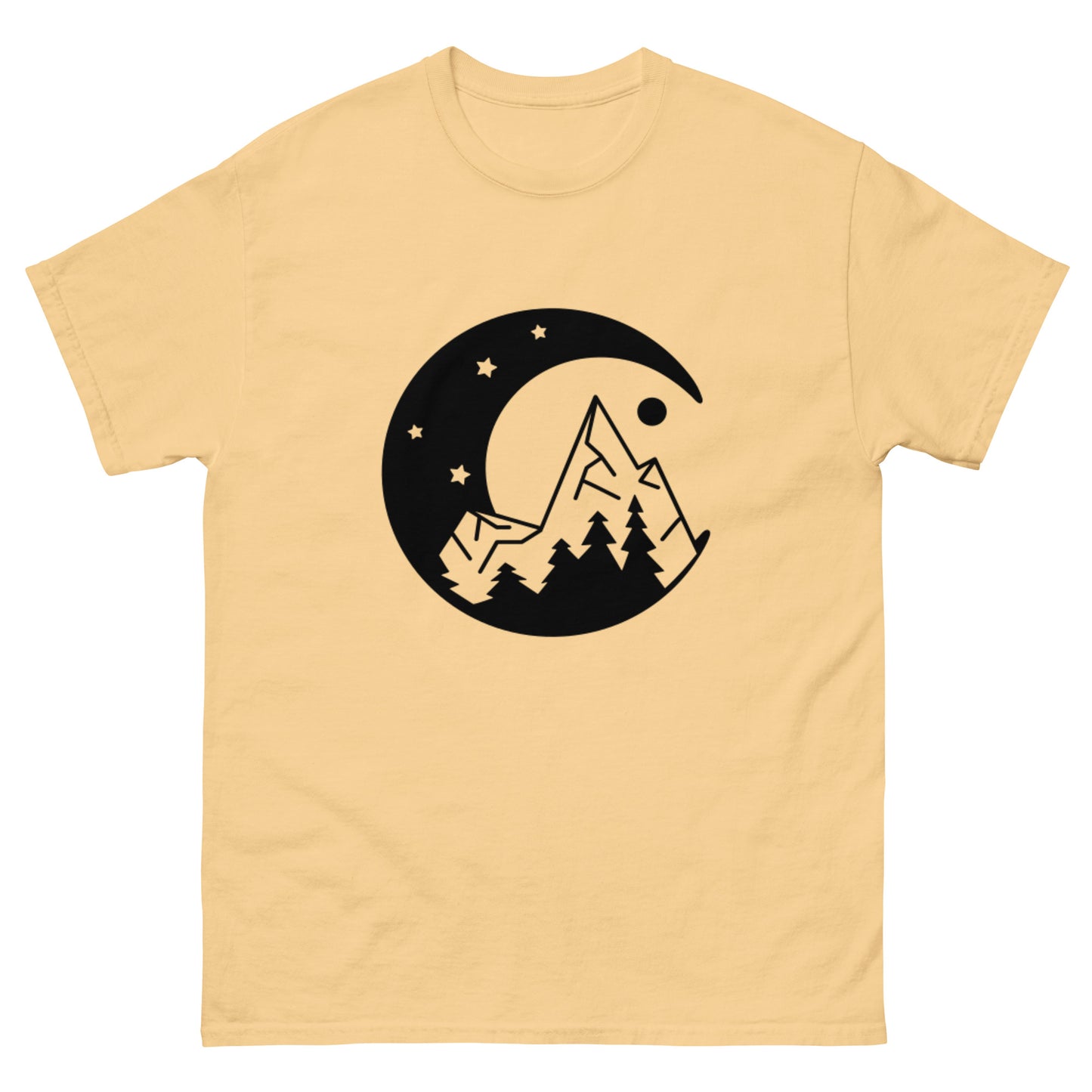 Moon and Mountain at Night Unisex Classic Tee Yellow Haze Front - Simple Designs LLC