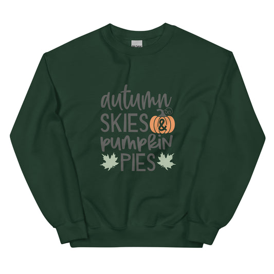 Autumn Skies & Pumpkin Pies Style 2 Unisex Sweatshirt Forest Green – Simple Designs LLC