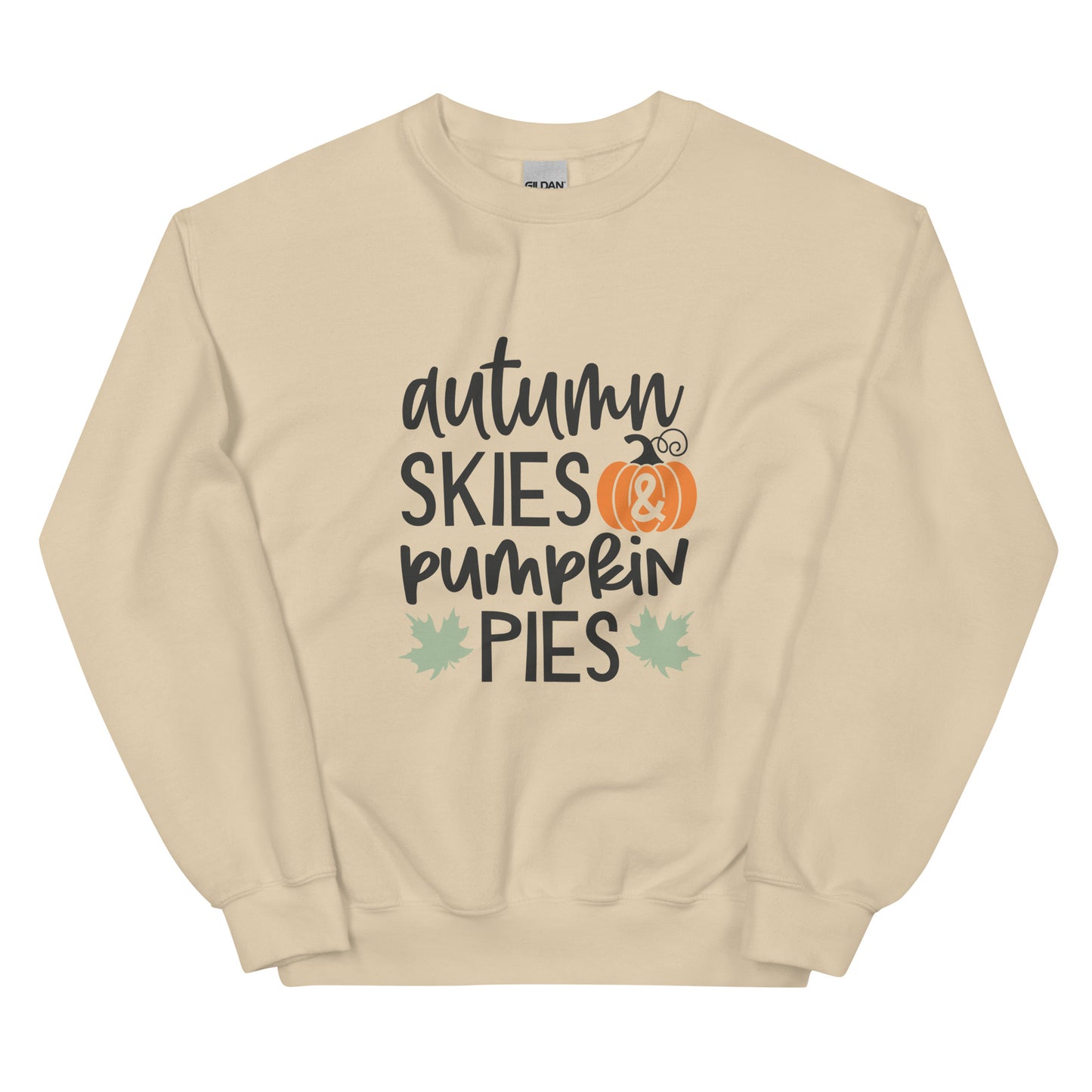 Autumn Skies & Pumpkin Pies Style 2 Unisex Sweatshirt Sand – Simple Designs LLC