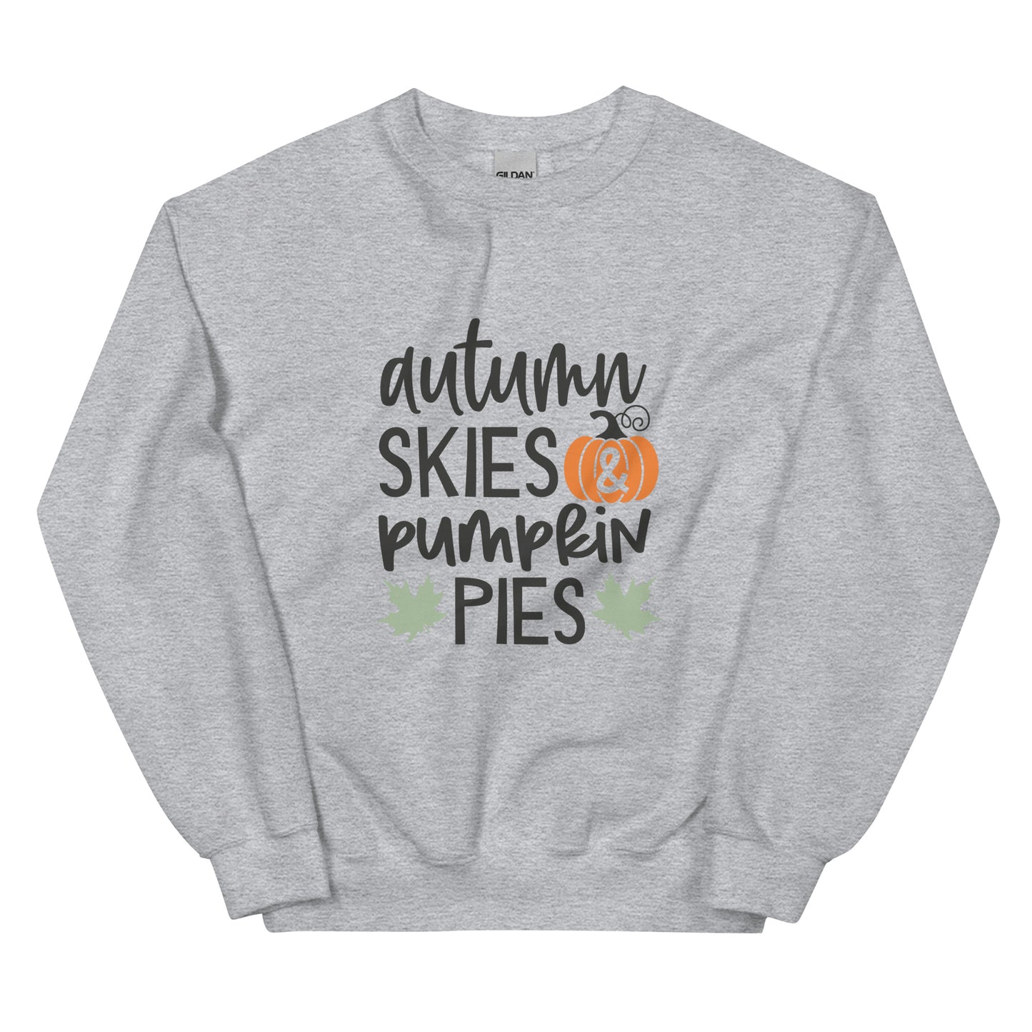 Autumn Skies & Pumpkin Pies Style 2 Unisex Sweatshirt Sport Grey – Simple Designs LLC