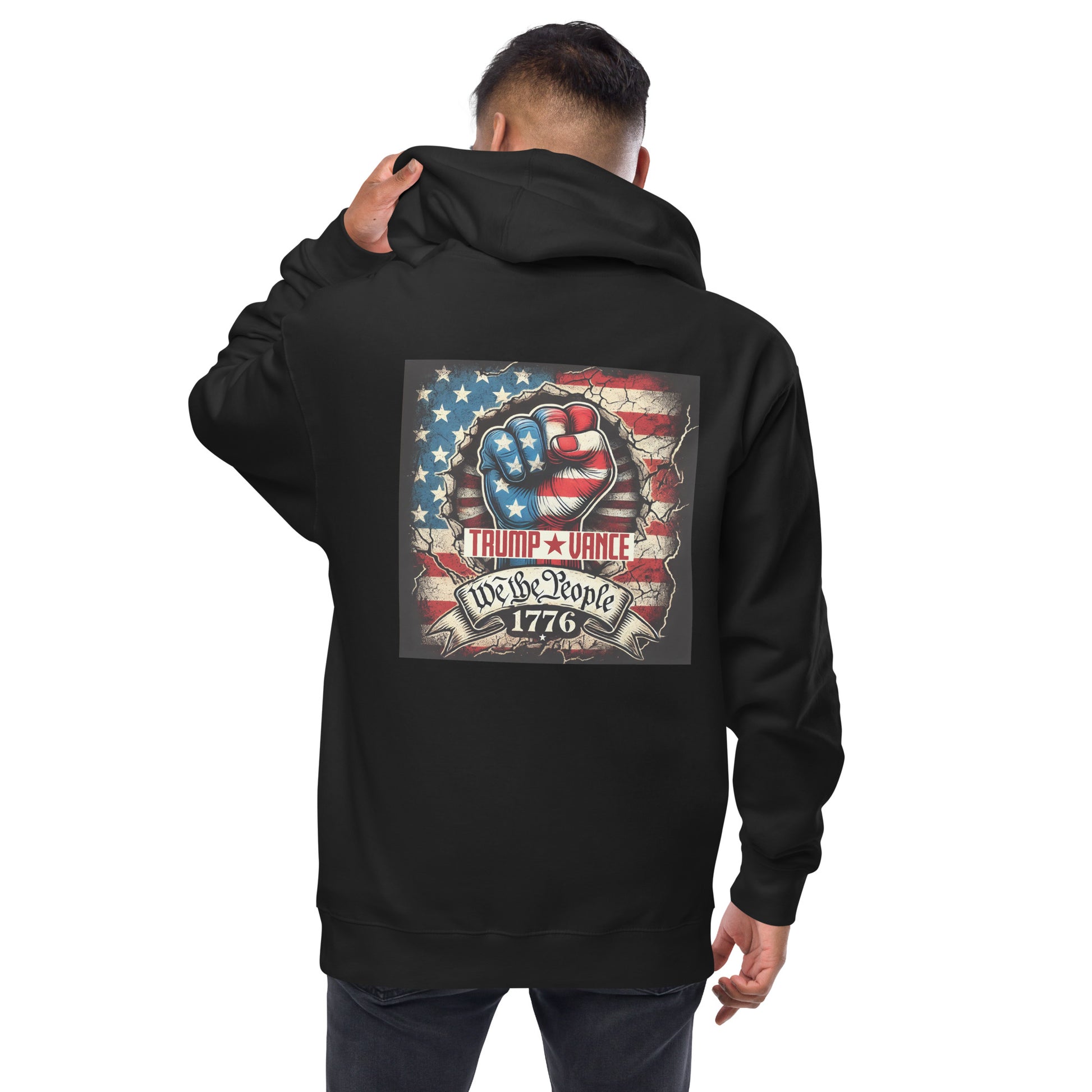 We The People 1776 Trump Vance Zip Hoodie Black Back - Simple Designs LLC