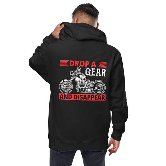 Drop A Gear And Disappear Unisex Fleece Zip Up Hoodie Black Back - Simple Designs LLC
