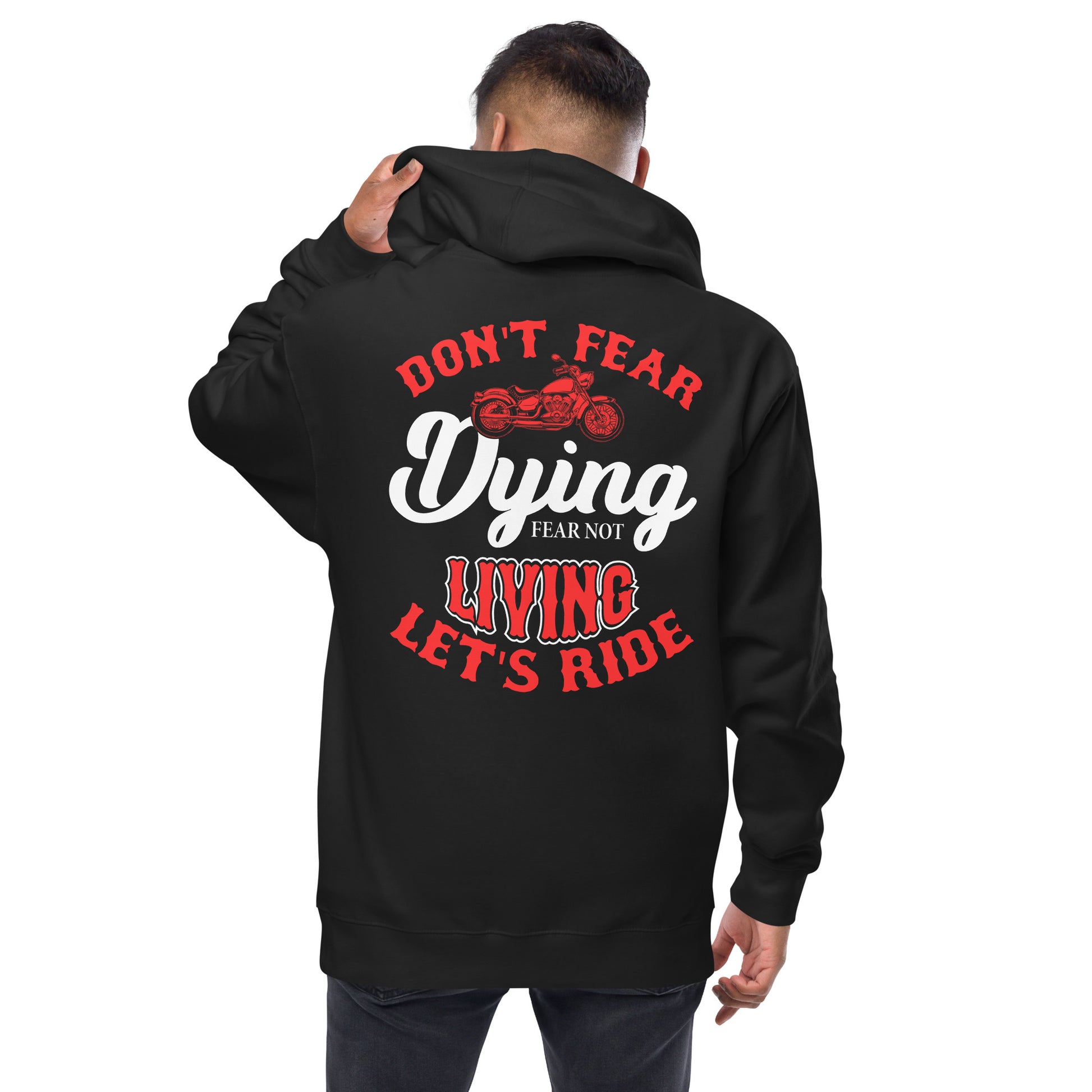 Don't Fear Zip-Up Hoodie Black Back | Simple Designs LLC