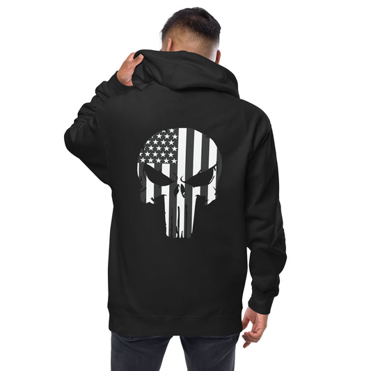 Punisher Skull Zip-Up Hoodie Black Back - Simple Designs LLC
