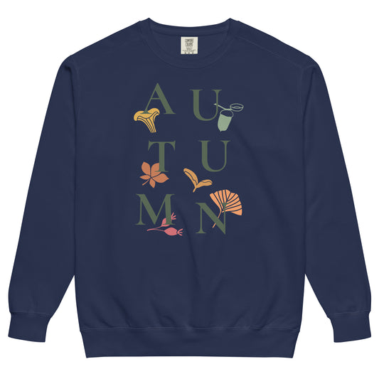 Autumn Unisex Garment-Dyed Sweatshirt True Navy – Vintage Fall Comfort | Simple Designs LLC