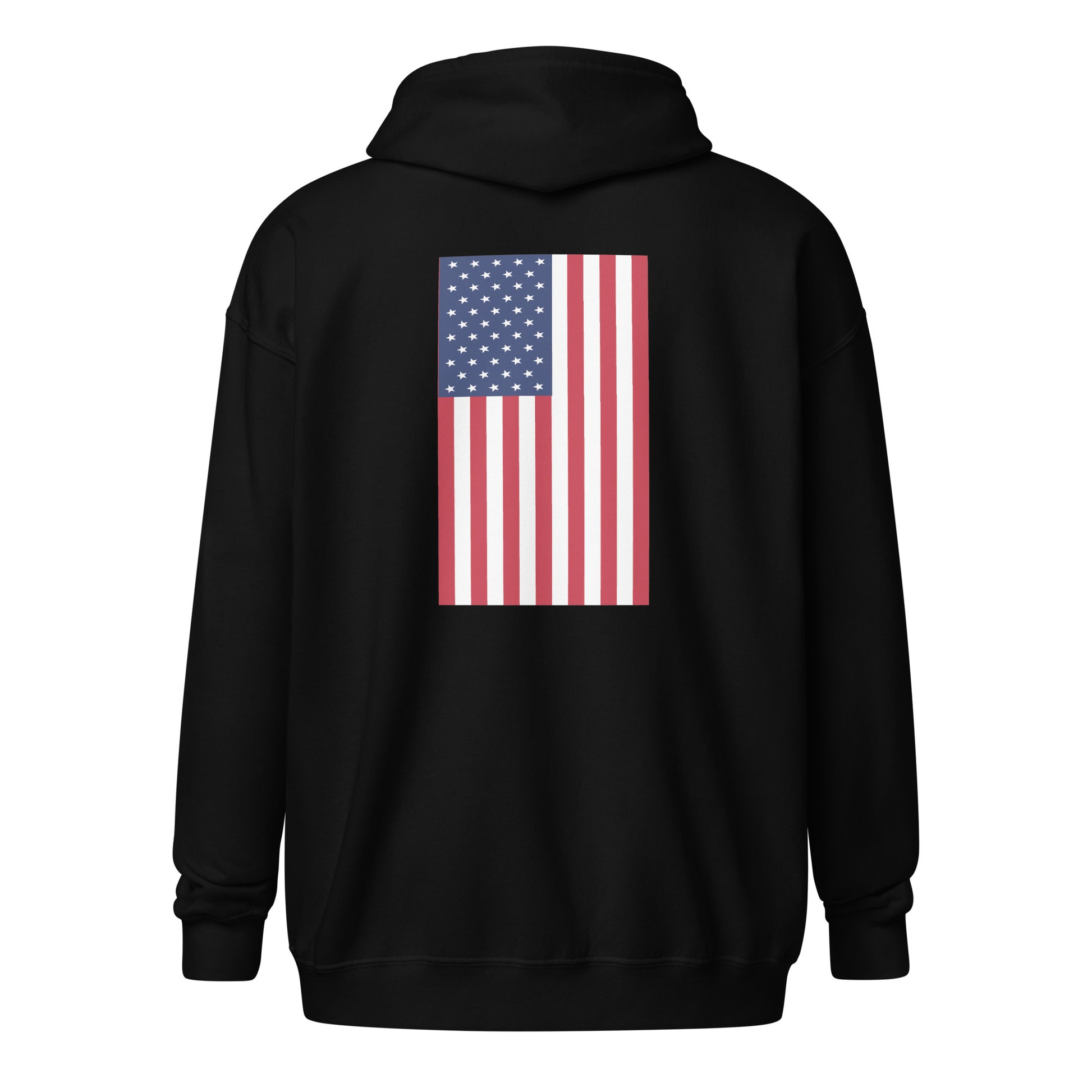 American Flag Zip Hoodie Black Back - Simple Designs LLC