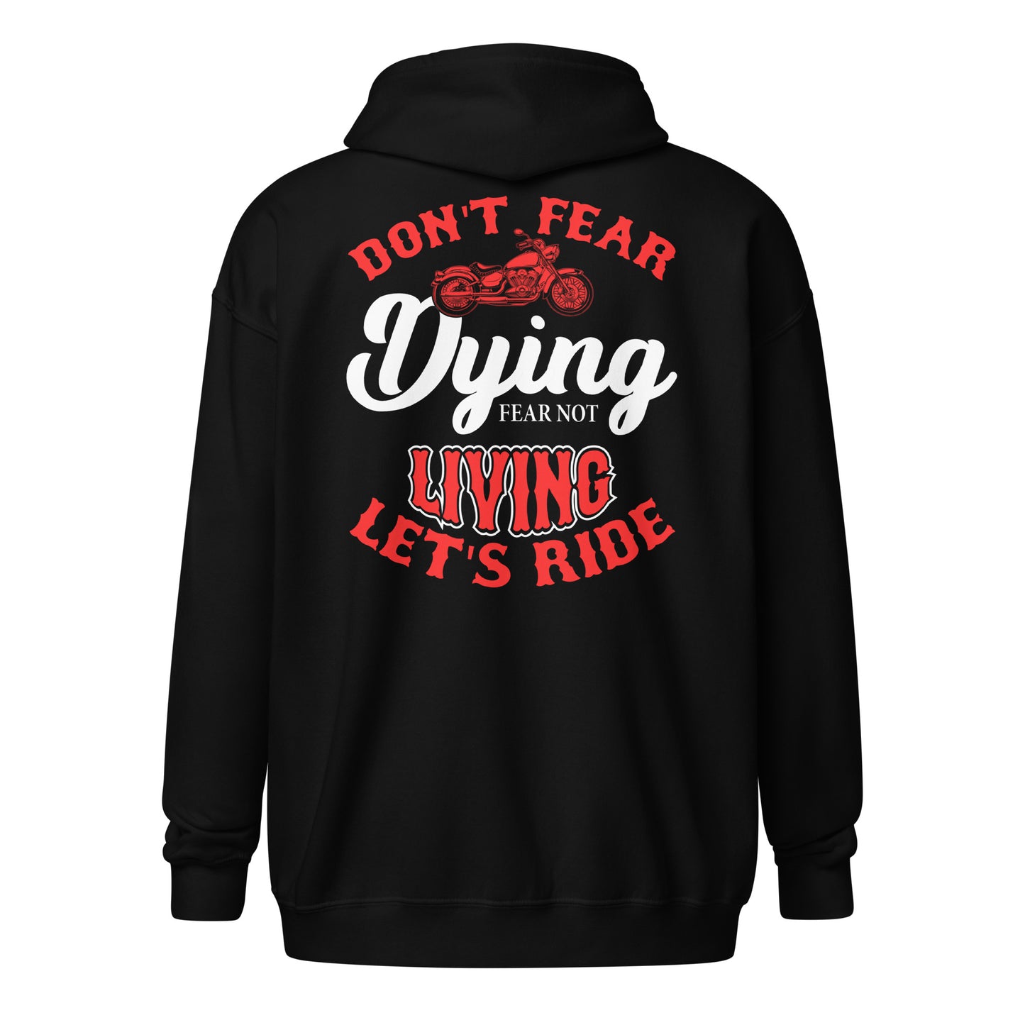 Don't Fear Unisex Heavy Blend Zip Hoodie Black Back - Simple Designs LLC
