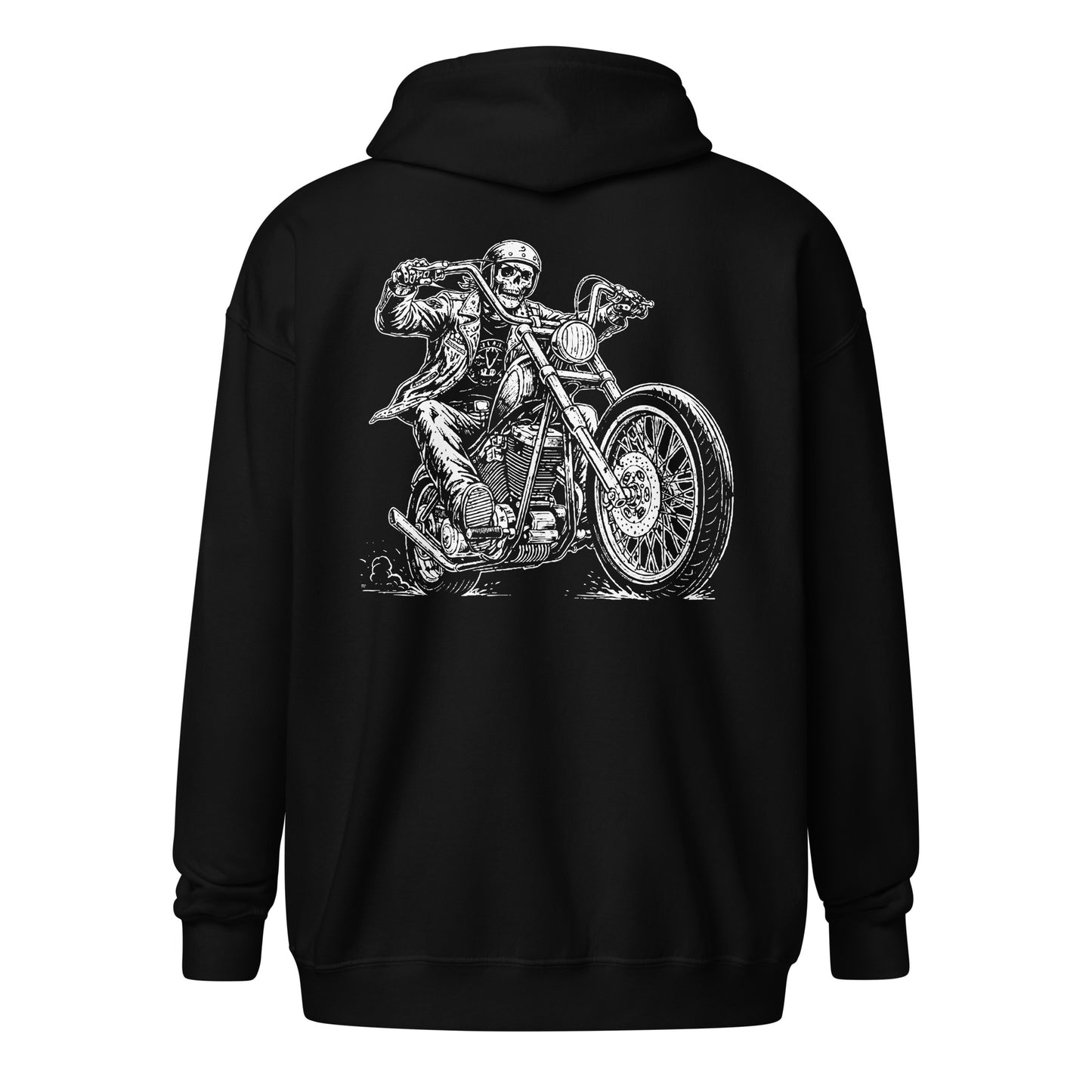 Hard Head Chopper Dude Unisex Heavy Blend Zip Hoodie Black Back - Simple Designs LLC