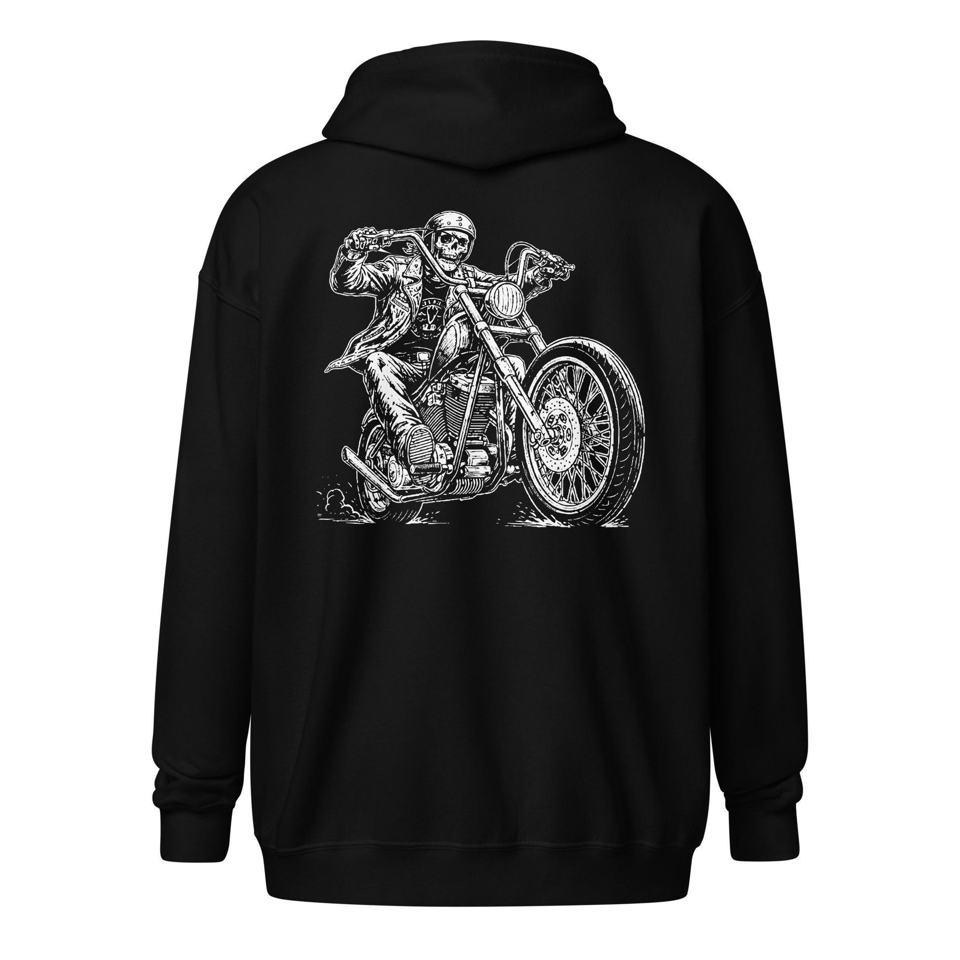 Hard Head Chopper Dude Unisex Heavy Blend Zip Hoodie Black Back - Simple Designs LLC