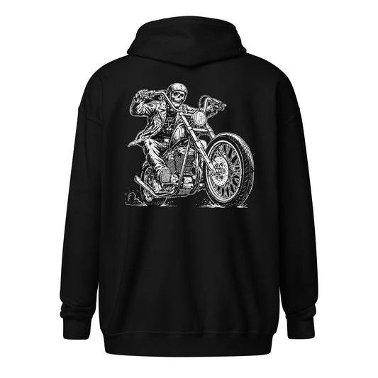 Hard Head Chopper Dude Unisex Heavy Blend Zip Hoodie Black Back - Simple Designs LLC