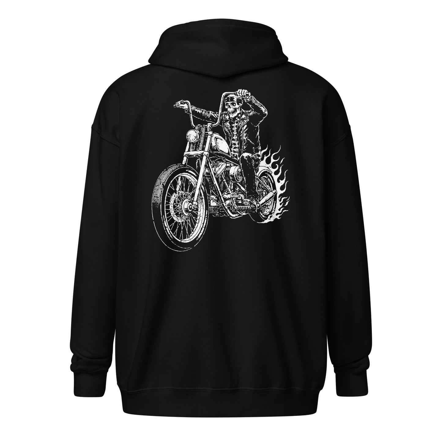 Ghost Rider Chopper Unisex Heavy Blend Zip Hoodie Black Back _ Simple Designs LLC