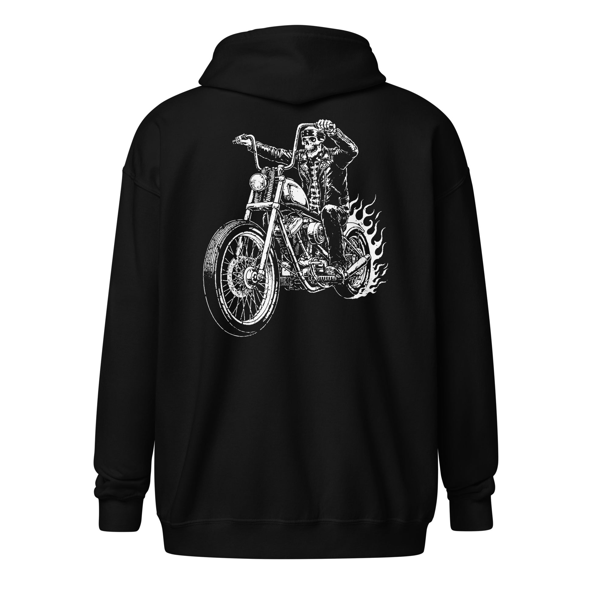 Ghost Rider Chopper Unisex Heavy Blend Zip Hoodie Black Back _ Simple Designs LLC