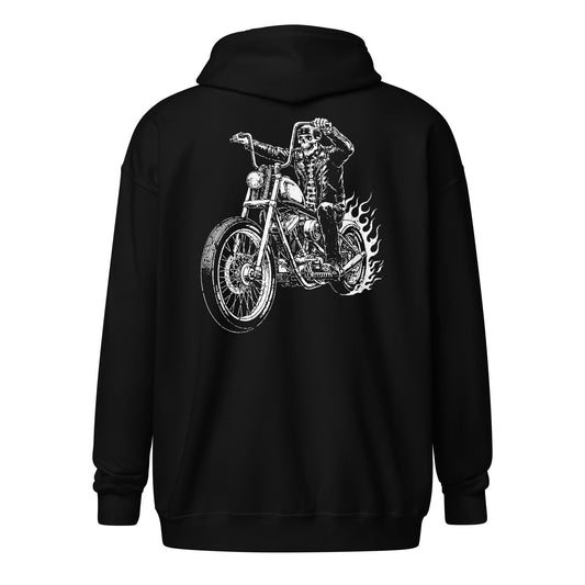 Ghost Rider Chopper Unisex Heavy Blend Zip Hoodie Black Back _ Simple Designs LLC
