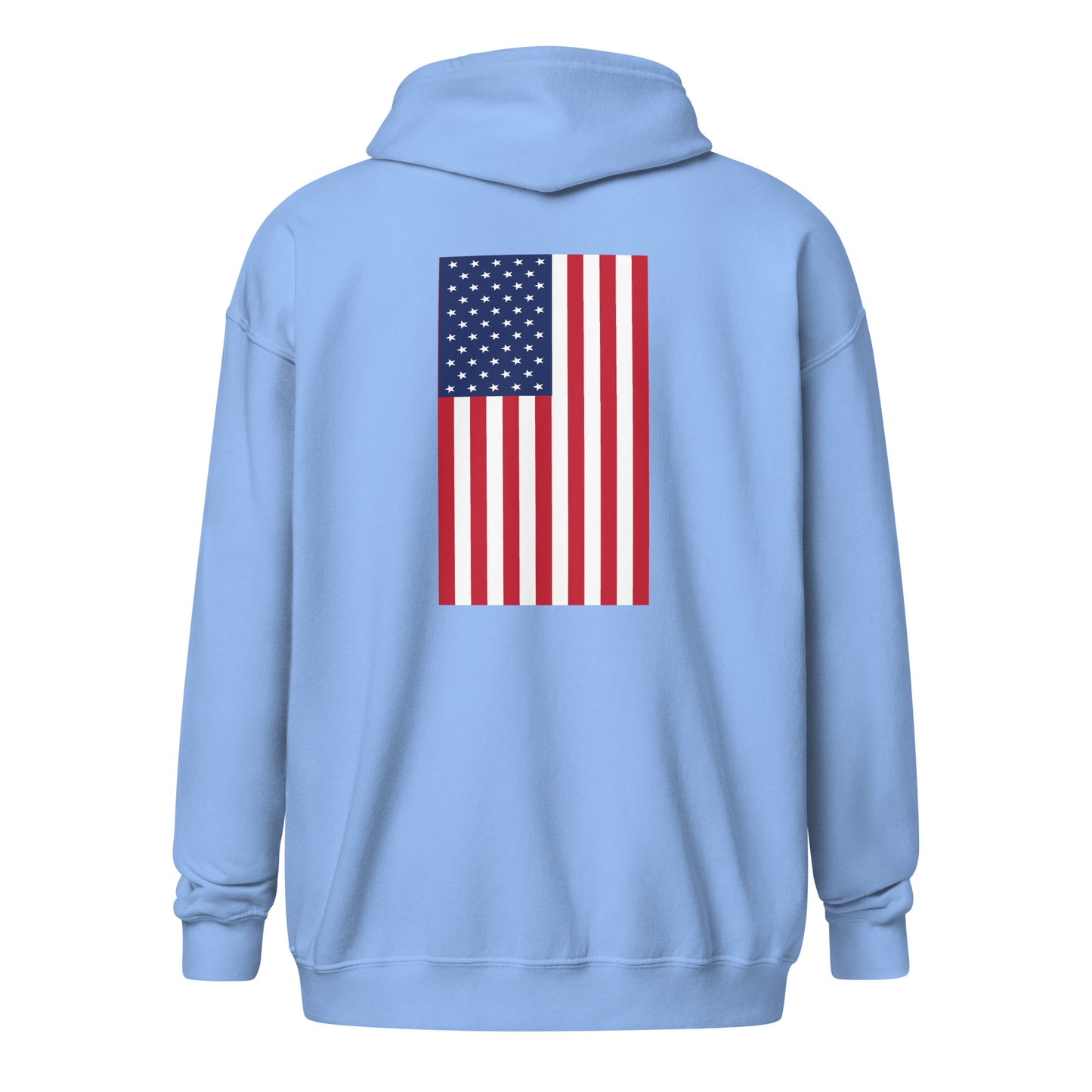 American Flag Zip Hoodie Carolina Back - Simple Designs LLC