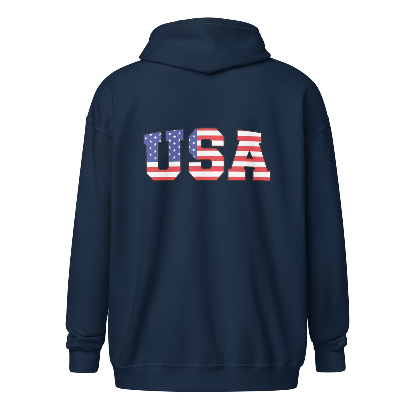 USA Zip Hoodie Navy Back - Simple Designs LLC
