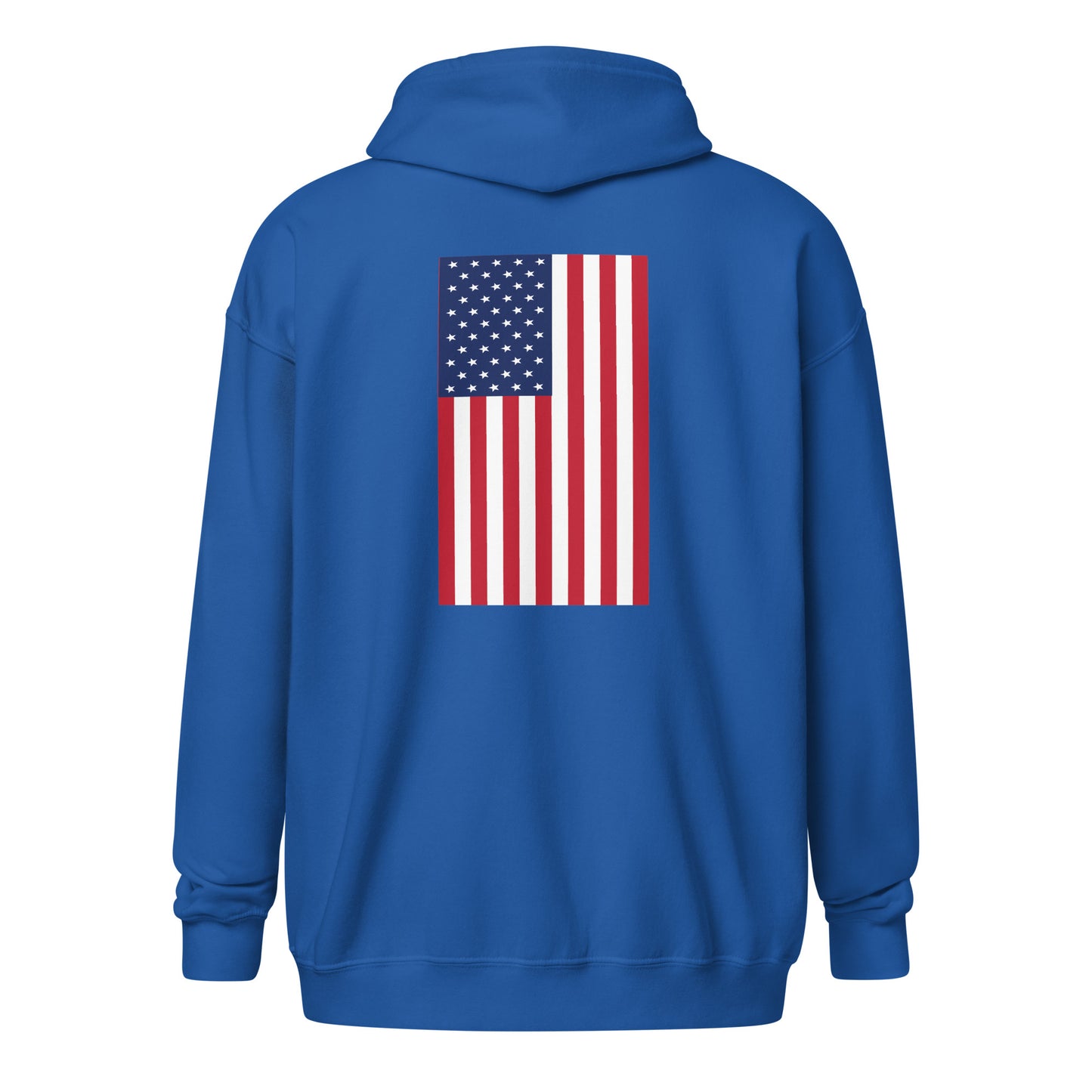 American Flag Zip Hoodie Royal Back - Simple Designs LLC