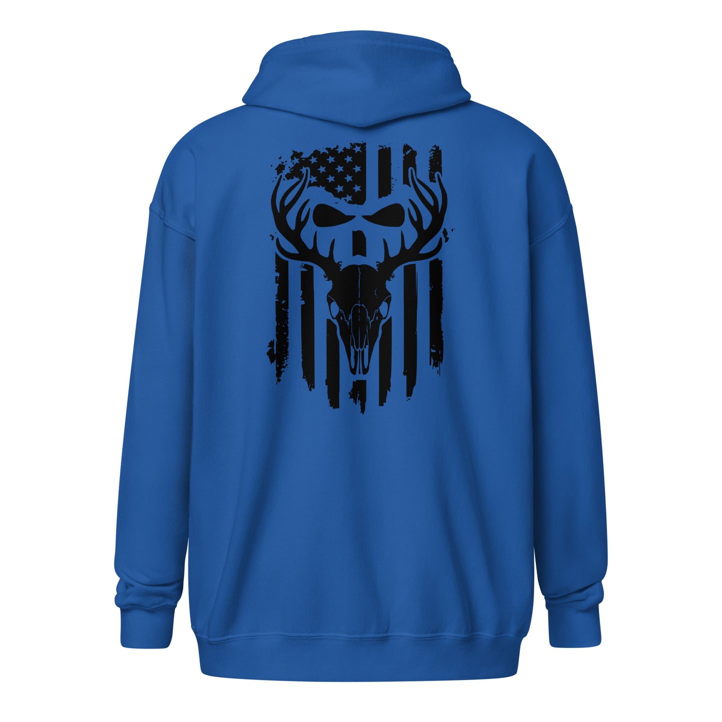 Euro Skull American Flag Zip Hoodie Royal Back - Simple Designs LLC