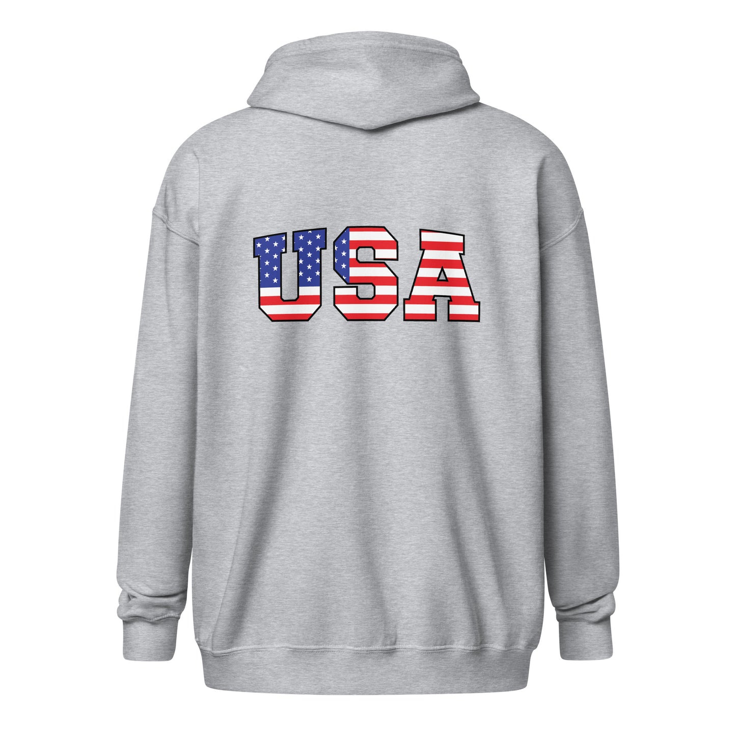 USA Zip Hoodie Sport Grey Back - Simple Designs LLC