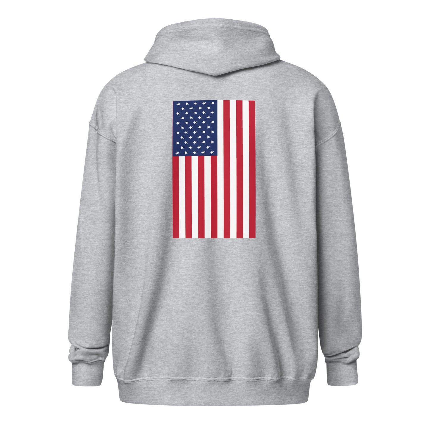 American Flag Zip Hoodie Sport Grey Back - Simple Designs LLC