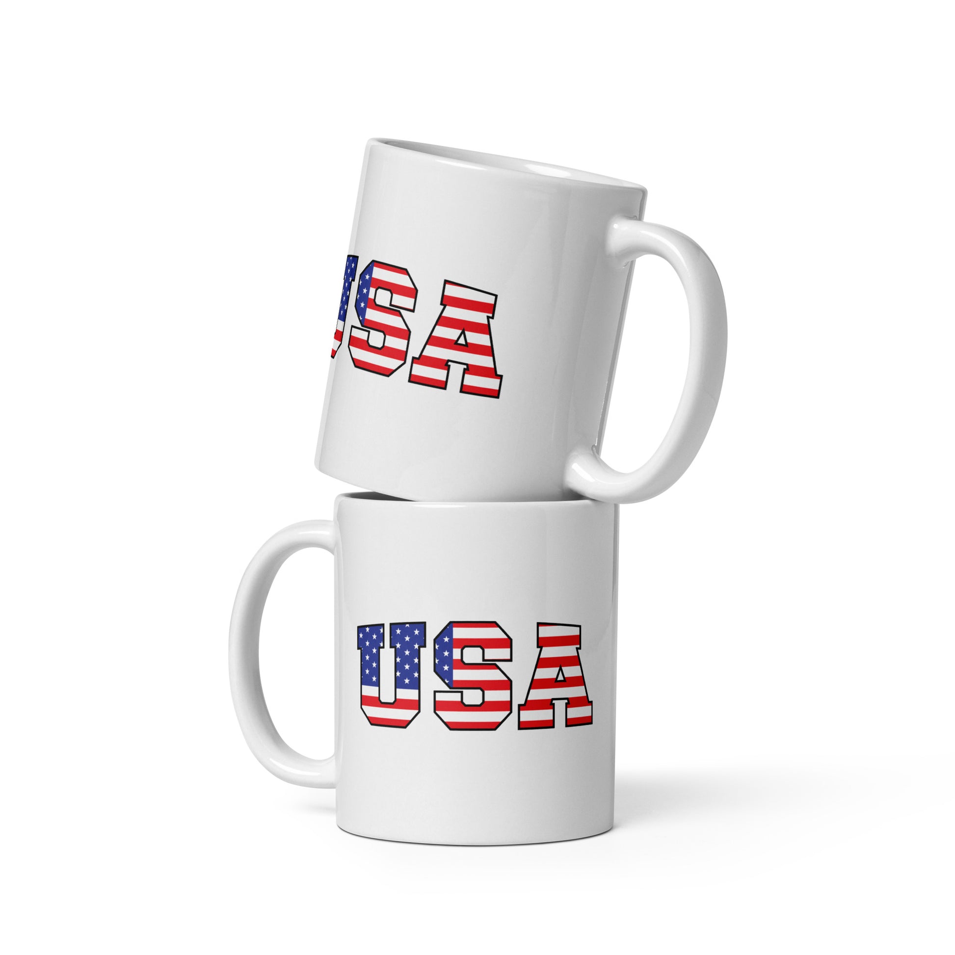 USA White Glossy Mug 11 oz - Simple Designs LLC